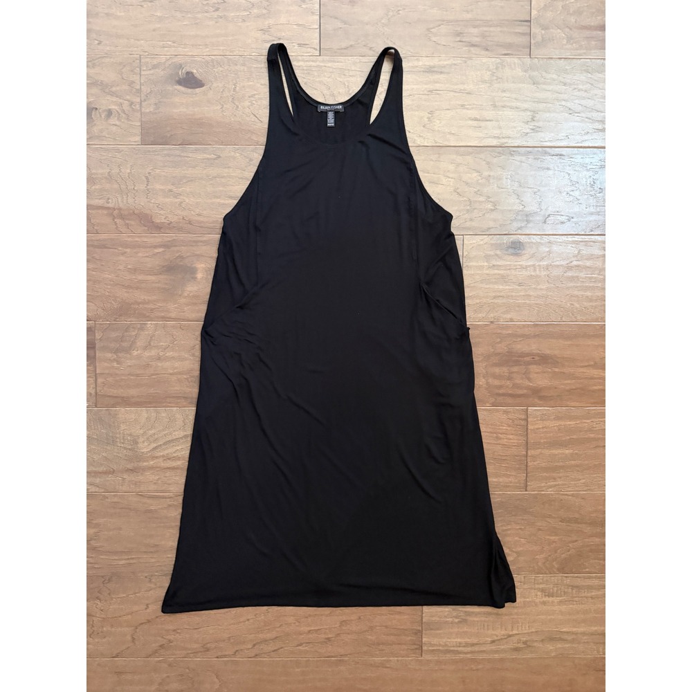 Eileen Fisher Tank Dress Womens PP Black Racerback Pockets Viscose - Picture 1 of 6
